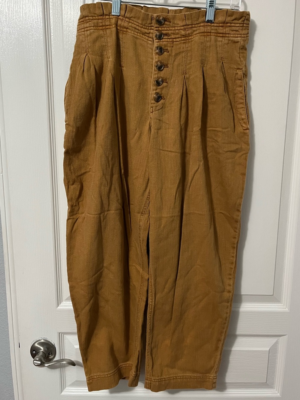 We The Free Button-Front Pants in Camel Brown
